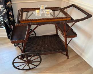 Wicker tea cart