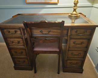 Leather top knee hole desk