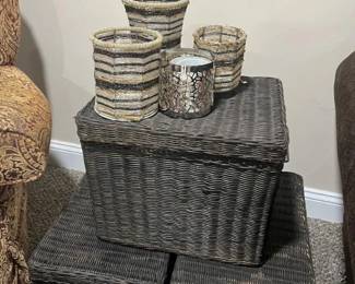 Textured baskets ( to hide the early gifts) topped off with ambiance