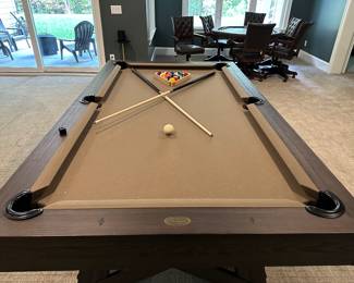 H82 - $450 - Pool Table. Spencer Marston brand measures 52" x 91" long x 32" tall. HEAVY. Not a full size table - but it is still HEAVY. Very good - gently used condition. 