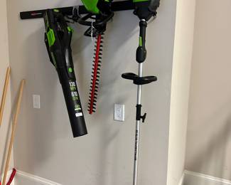 H116 - $250. 3 Piece Greenworks Pro 60 volt Yard Tools - Blower, Hedge Trimmer, String Trimmer. Comes with 3 batteries - 1 Charger. 