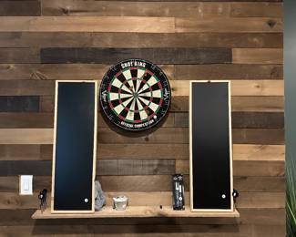 H92 - $20 - Dart Board "Shot King". $10 each chalkboards for scores. 