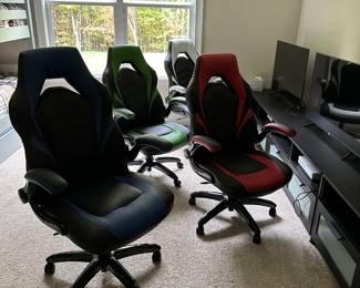 H87 - $90 Each. Gaming Chairs - Red & Green AVAILABLE (all others SOLD)