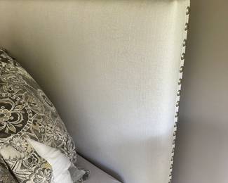 H58 - $325 - King Headboard is 52" tall - upholstered in light grey. No mattress available you are welcome to take the boxsprings if you'd like!