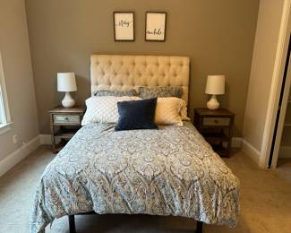 Queen Bedroom Set - Bed $475, Nightstands $150 Pair, $30 Pair of Lamps, $10 Wall Art. 