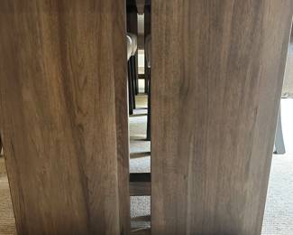 H6 - Table & Chairs Priced Individually. $850 - Maria Yee Dining Table measures 42" wide x 108" long x 30" tall. $450 - Set of 10 - "Handy Living" brand Dining Chairs. Measures 20" wide x 38" tall. 