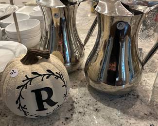 H39 - $8 Crate & Barrel Water Pitchers, $2 R Pumpkin