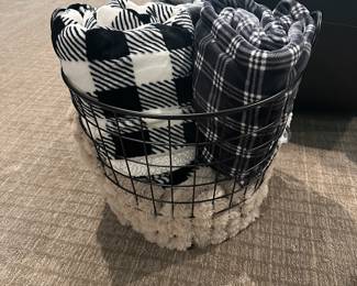 H81 - $15 - Basket for Blankets - Throw Blankets $8 each. 