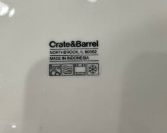 H36 - $105 Crate & Barrel White Dish Set - like new.  10 dinner plates & bowls, 9 salad plates,  6 mugs