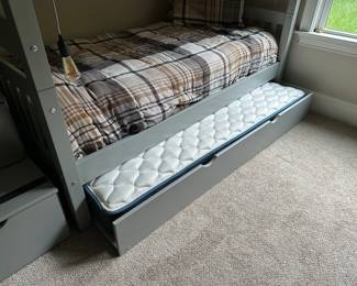 H84 - $600 for ALL. Prefer to sell as a whole SET. 2 sets of bunk beds with trundles and stairs in the middle. 6 twin mattresses included. 