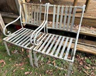 Pair of heavy all metal cantilever chairs 