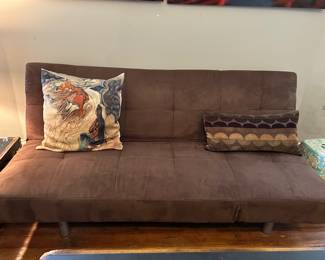 Brown microfiber futon sofa