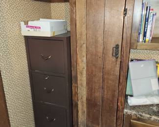 Nice wooden cabinet and metal file cabinet 