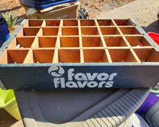 Favor Flavors wooden crate holds 24 sodas