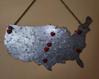 Metal map of USA