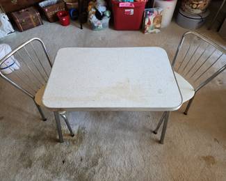 Vintage childs chrome table and 2 chairs