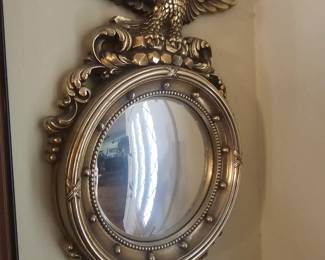 Vintage Antique Gold Federal 4410 Syroco 16" American Eagle Convex Bubble Mirror