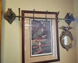 Brass horse coat wrack