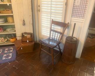 Antique wooden butter churn