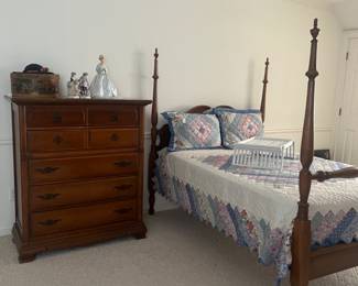 1960 bedroom suite, full size bed and chest of drawers