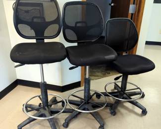 Rolling Upholstered Adjustable Office Chairs, Qty 3