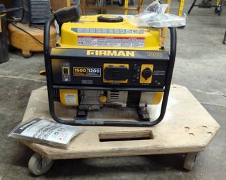 Firman 80CC 1200W Gas Powered Generator, With Floor Dolly, Powers On