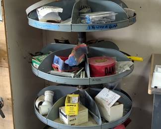 Heavy Duty 5-Tier Rotating, Divided Hardware Carousel, 67" Tall x 32" Diameter, Includes Sleeve Anchors, Self Driving Hex Screws, Flip Toggles, Industrial Wiring And More