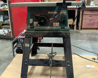 Makita 10" Table Saw, Model 2703, On Metal Stand, 36" x 30" x 24", Powers On