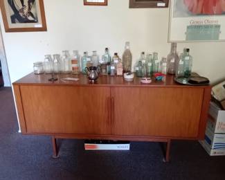 Danish modern credenza & more old bottles