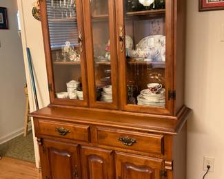 China cabinet with lots of dishes & decor