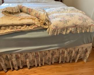 Bedroom - headboard- clean mattress & box springs, bedding, and rails 
