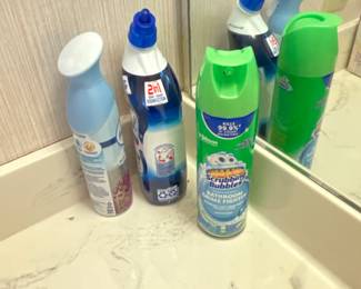 Cleaning supplies in bathroom 