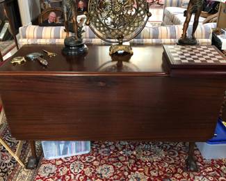 Gate Leg Drop Leaf Table with Sculptures 