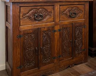 Rustic Carved Sideboard 55 w x 45 1/4 h x 21 3/4 d