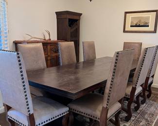 Stunning Dining Room Double Pedestal Table w 8 Chairs 43 1/2" x 108"