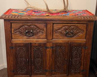 Rustic Carved Sideboard 55 w x 45 1/4 h x 21 3/4 d