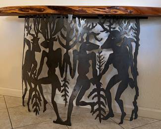 Live Edge Entry Table w Iron Base 55 w x 32 h x 15 d