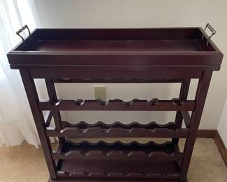 $70 Wood wine rack with removable top tray