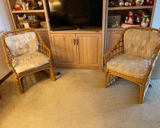 $180 for 2 or $350 for 4 
2 Rattan chairs with off white cushions match the ones in sunroom, could be set of 4 25x22x18 (seat) 36 (back)

