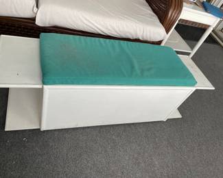 $60 White wooden coffee table with storage 47x14x15