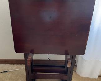 $16 Set of 4 wood TV trays with stand