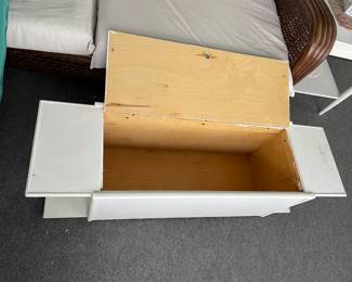 $60 White wooden coffee table with storage 47x14x15