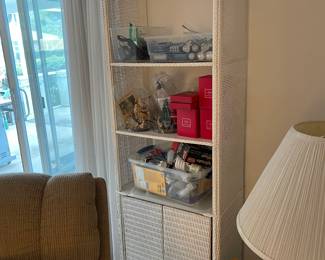 $68 Each, 2 white wicker shelves 21x12x69
