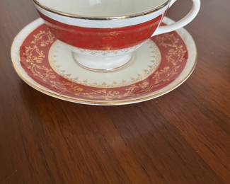 $150 Set of Homer Laughlin Eggshell Georgian service for 12, missing some pieces Red/White/Gold 
