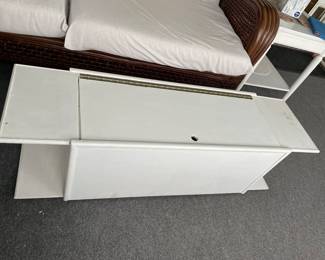 $60 White wooden coffee table with storage 47x14x15