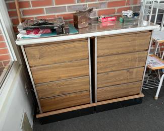 $90 Shelf with 8 drawers 48x16x38H
