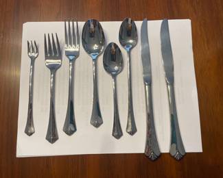 $70 Oneida Stainless Flatware "Royal Flute" Service for 12 plus extra pieces.