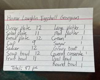 $150 Set of Homer Laughlin Eggshell Georgian service for 12, missing some pieces Red/White/Gold 