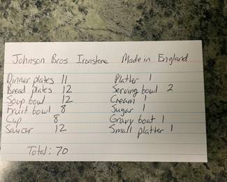 $100 Johnson Bros Ironstone "Snowhite Regency" Made in England Service for 12, missing some pieces