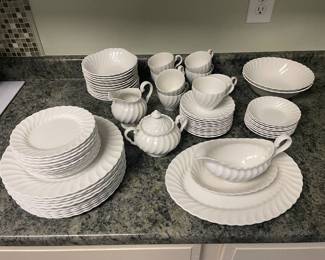 $100 Johnson Bros Ironstone "Snowhite Regency" Made in England Service for 12, missing some pieces
